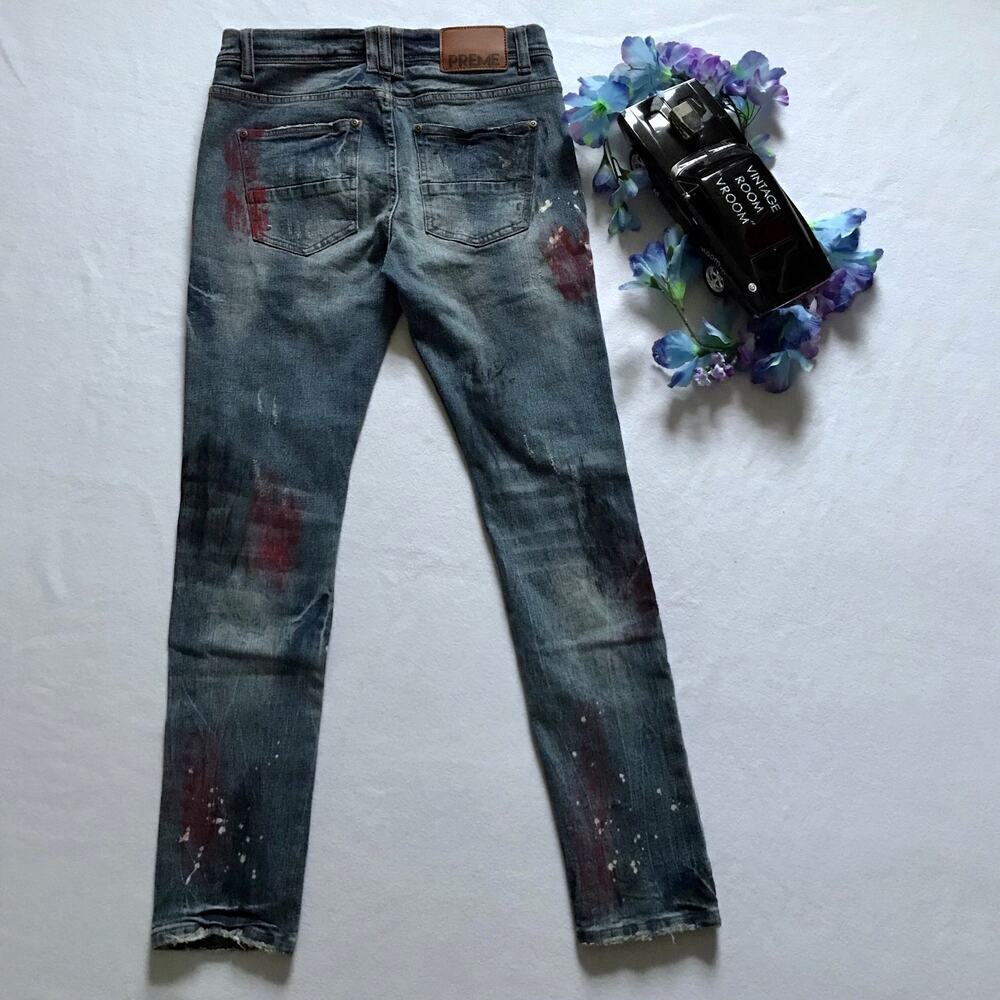 Preme NWOT Medium Wash Skinny Jeans Men W32 - Picture 7 of 10